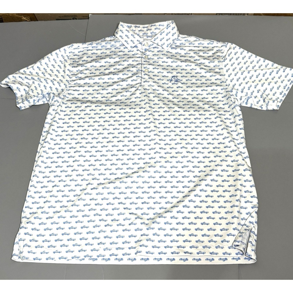 Rhoback M Medium Short Sleeve Polo Shirt Golf Stretch The Truck AOP Trucks Print - Picture 2 of 9